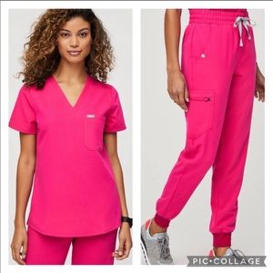 Figs Shocking Pink Catarina/Zamora scrub set M